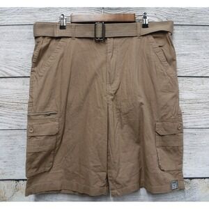 Raw Diamond Shorts Mens Size 36 Rich Khaki Belted Ripstop Cargo Shorts New